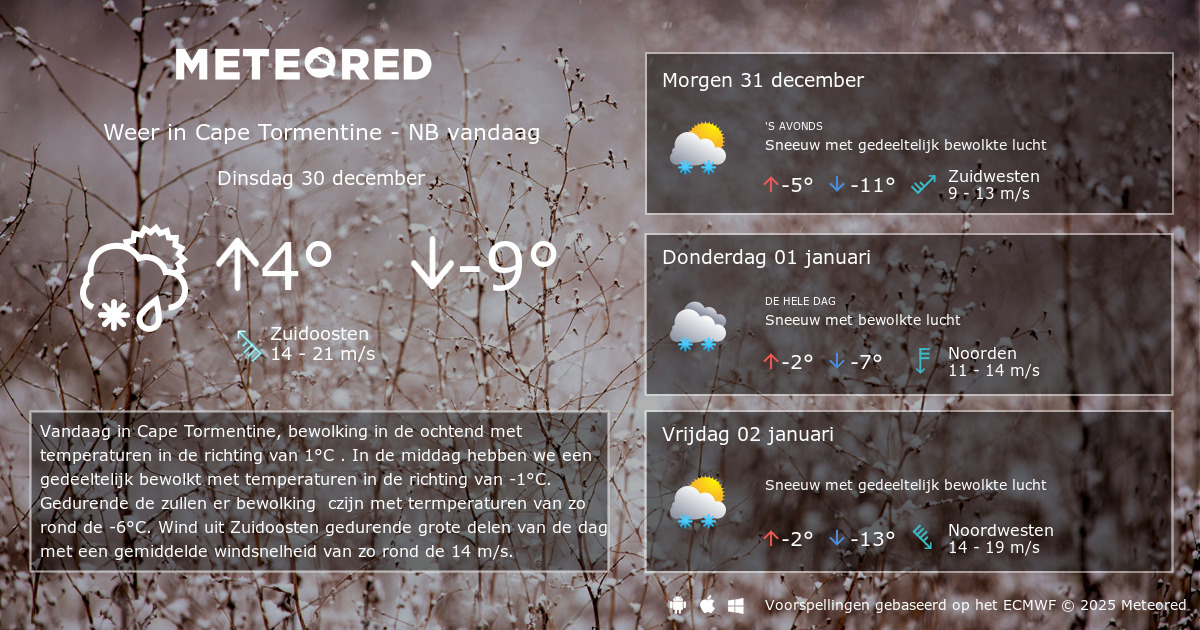 Weer Cape Tormentine NB 14 dagen tameteo.nl Meteored